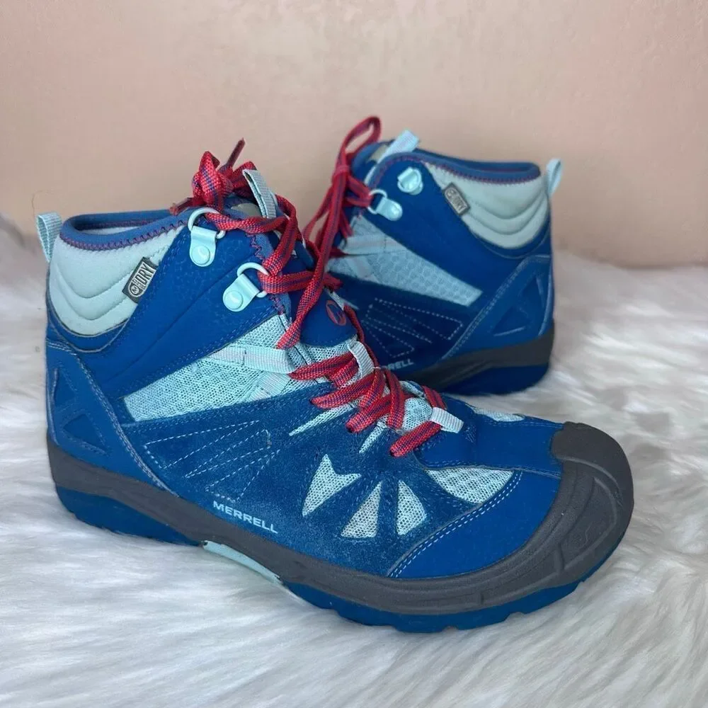 Merrell Waterproof Leather Capra Mid Hiking Boots Big Kid Size 6.5